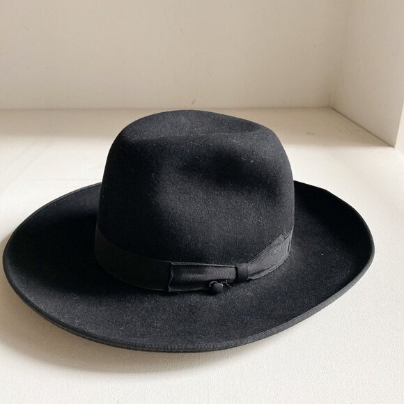 Vintage Borsalino Black Wool Mens's Fedora Hat Davide I 53cm - Picture 5 of 9